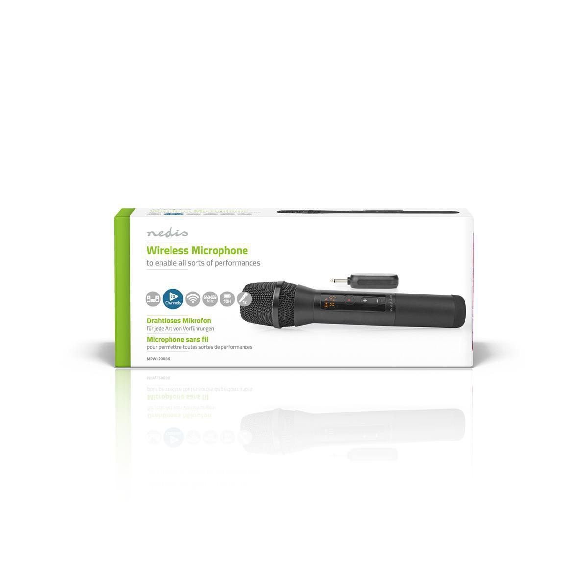 Nedis draadloze microfoon set met 1 microfoon / zwart - Afbeelding 10