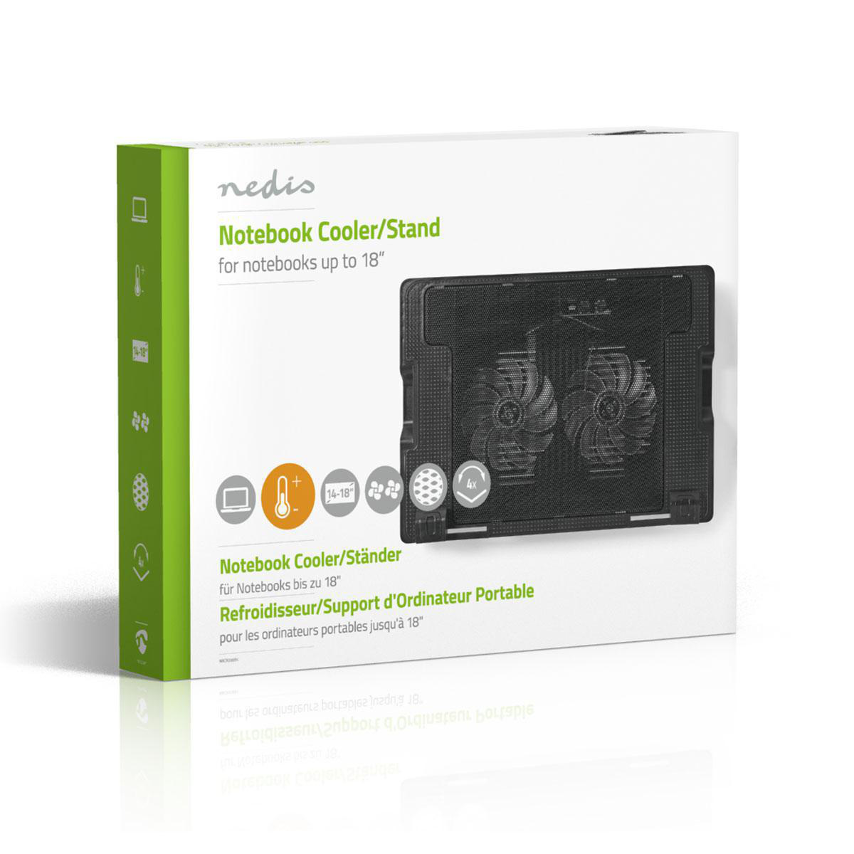 Notebookstandaard | Aantal ventilatoren: 2 | USB Gevoed | Aantal standen: 4 | 18 " | 1200 rpm | LED - Afbeelding 7