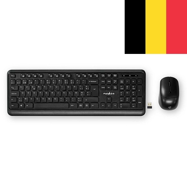 Nedis draadloze USB toetsenbord en muis set - AZERTY (BE) / zwart