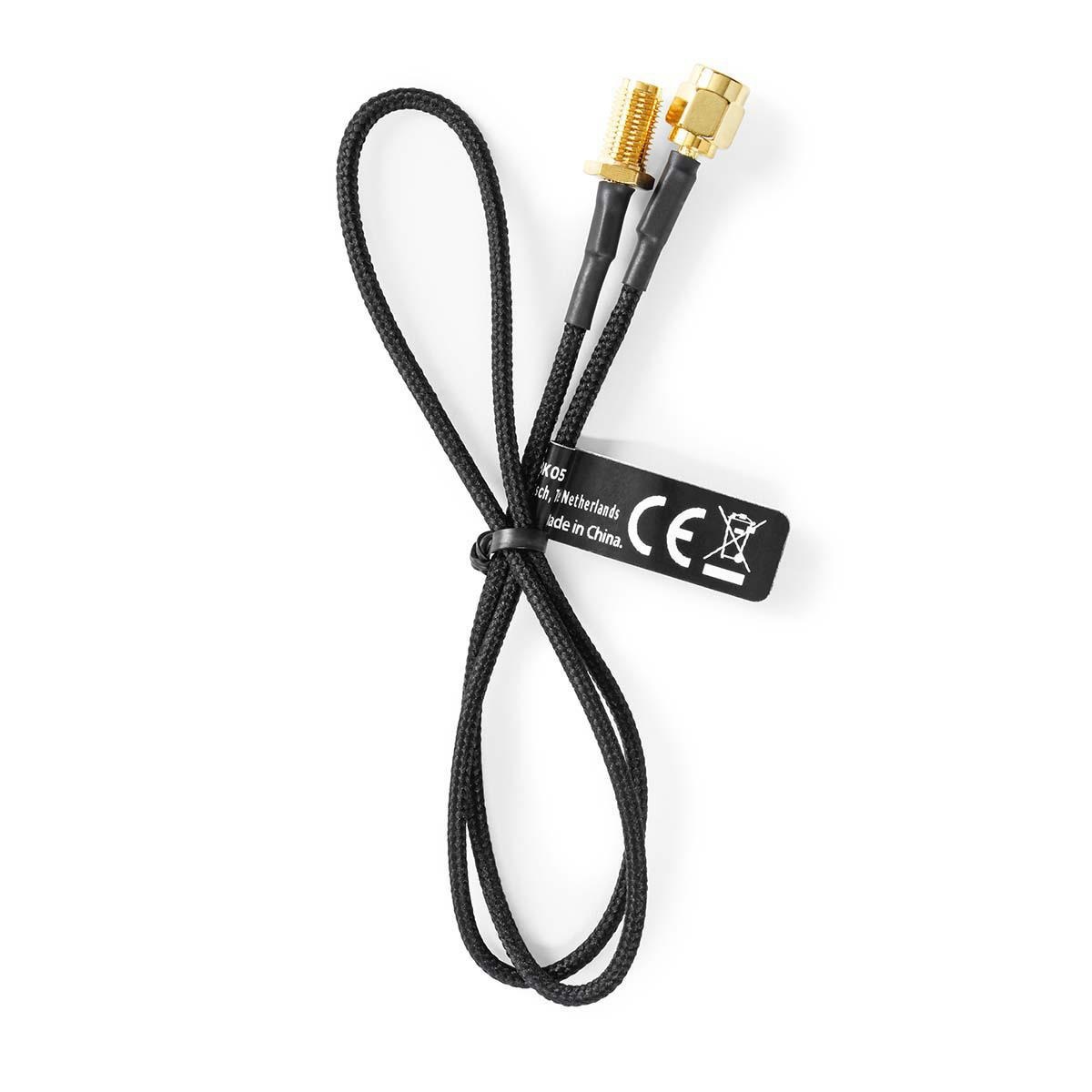 Antennekabel | SMA Female | SMA Male | Verguld | 50 Ohm | Enkelvoudig Afgeschermd | 0.50 m | Rond | Gevlochten | Zwart | Label - Afbeelding 3