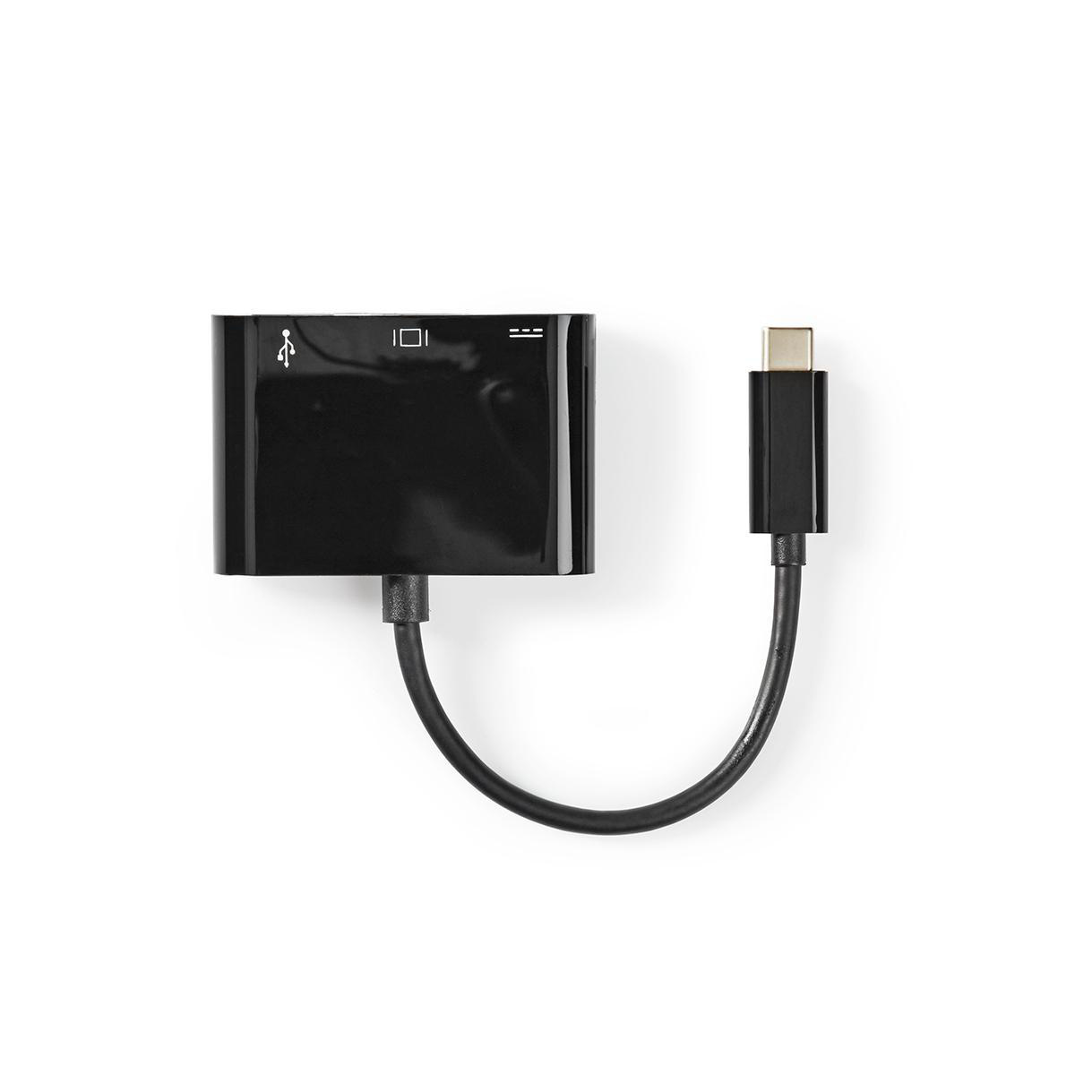 USB-C naar HDMI 4K 30Hz, USB-A en USB-C PD 60W adapter / zwart - 0,20 meter - Afbeelding 2