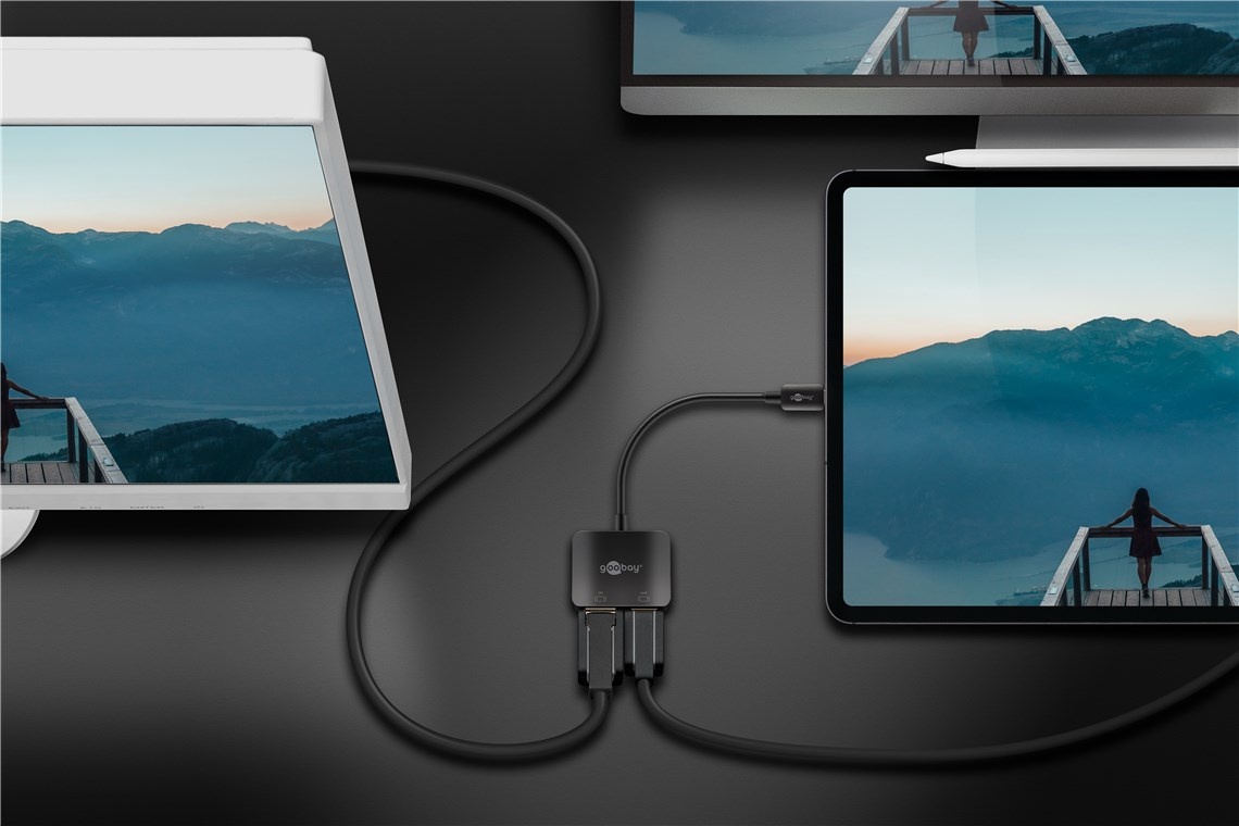 USB-C naar DisplayPort en HDMI 4K 60Hz adapter | zwart | 0,15 meter - Afbeelding 4