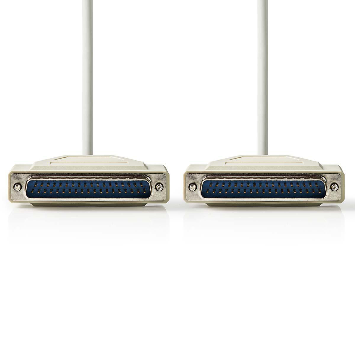 Seriële Kabel | D-SUB 37-Pins Male | D-SUB 37-Pins Male | Vernikkeld | 1.00 m | Rond | PVC | Ivoor | Polybag - Afbeelding 2