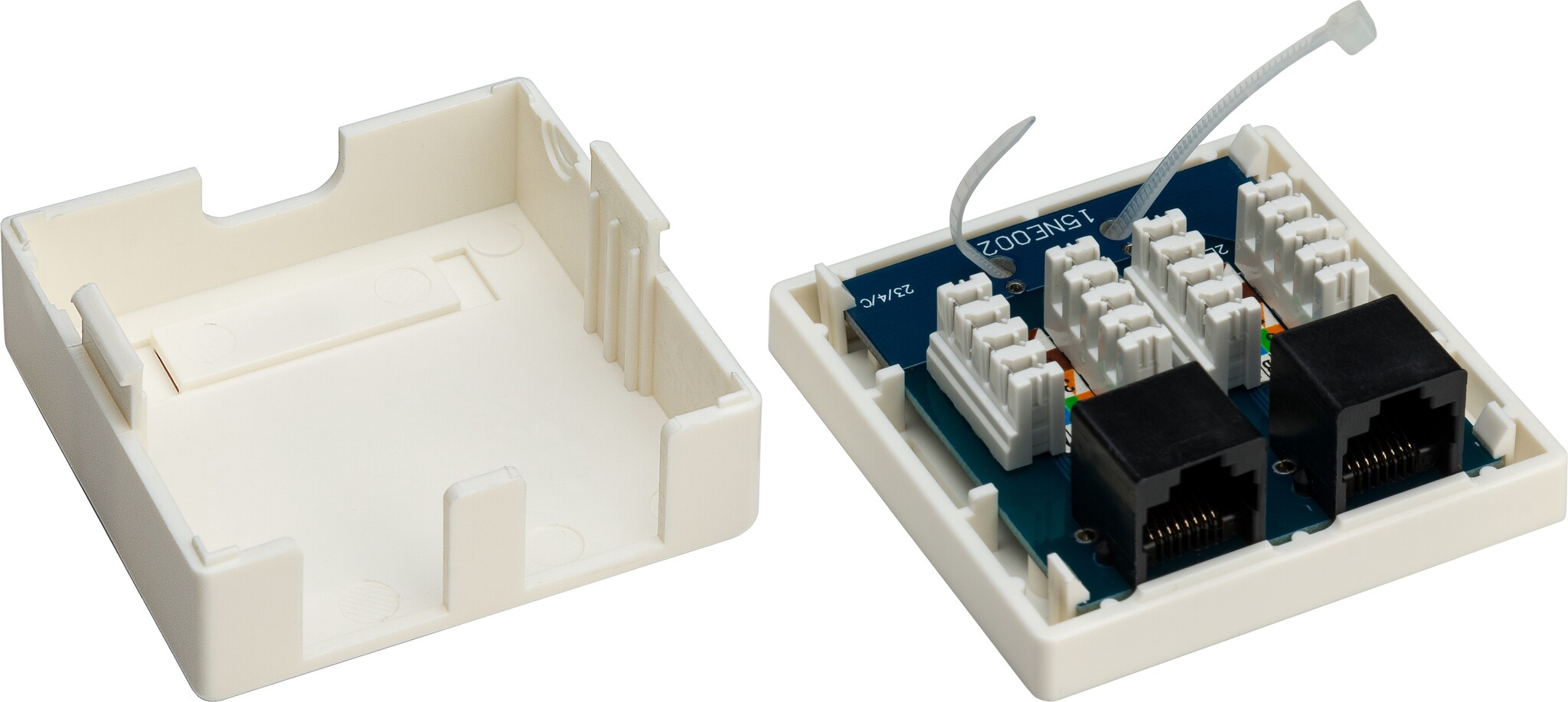 CAT6 Gigabit netwerk uitvoerdoos/montagedoos met 2 RJ45 poorten / wit - Afbeelding 2