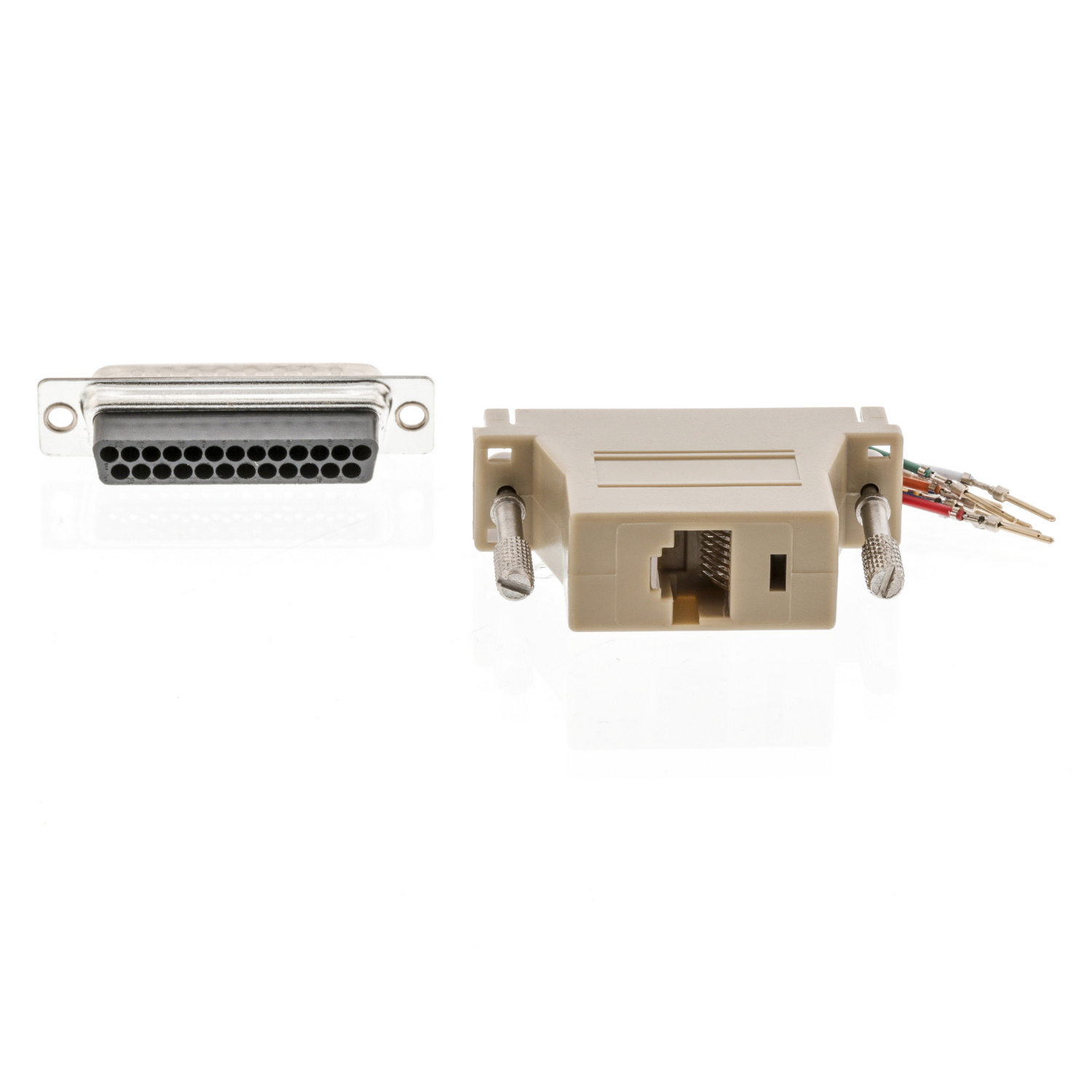 Seriële Adapter | Adapter | D-SUB 25-Pins Female | RJ45 Female | Vernikkeld | ABS | Ivoor | Doos - Afbeelding 2