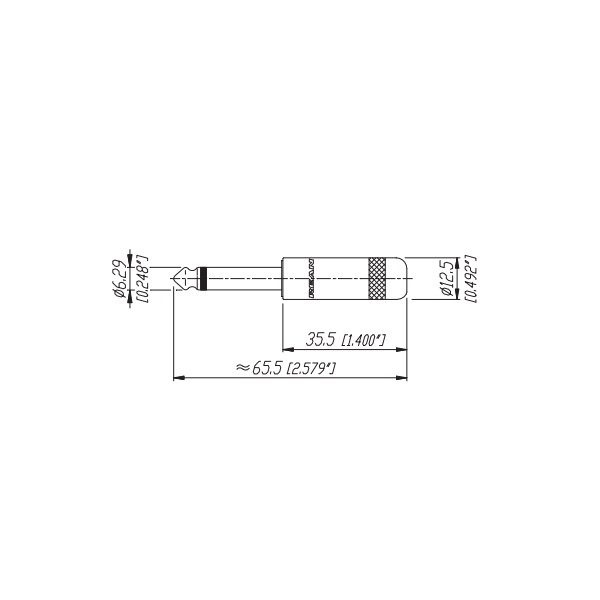 REAN NYS201 6,35mm Jack (m) connector - metaal - 2-polig / mono - Afbeelding 2
