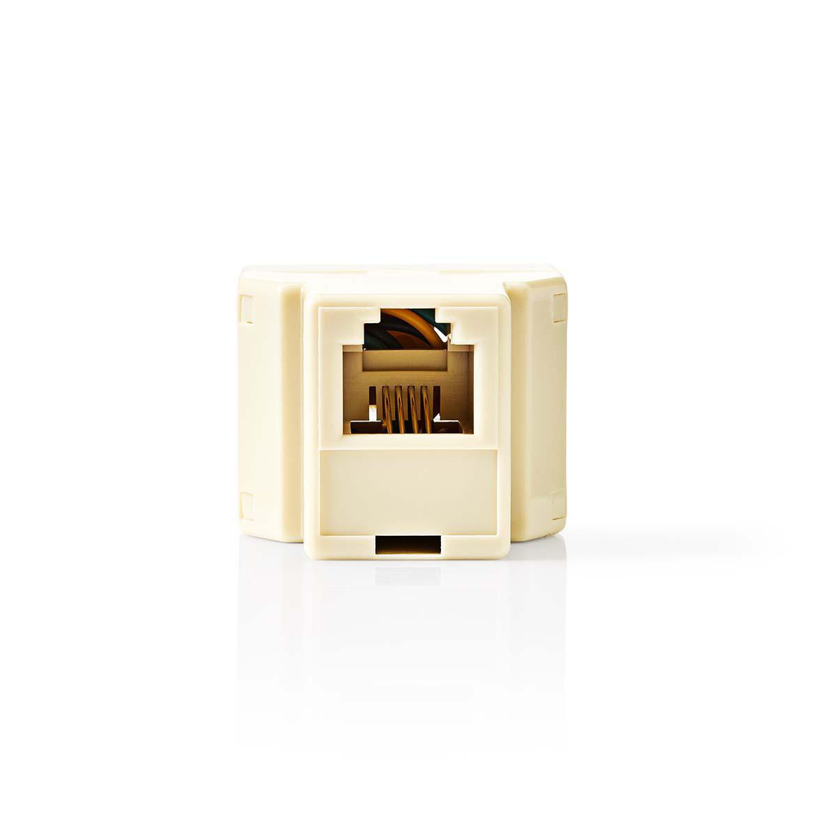 Telecom-Netwerksplitter | RJ11 Female | 2x RJ11 (4/6) Female | Vernikkeld | Ivoor | ABS | Envelop - Afbeelding 2