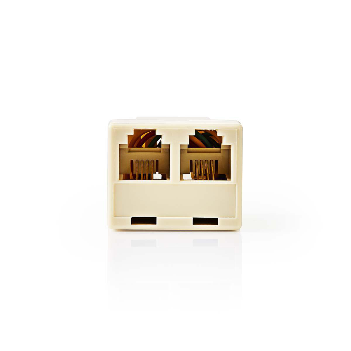 Telecom-Netwerksplitter | RJ11 Female | 2x RJ11 (4/6) Female | Vernikkeld | Ivoor | ABS | Envelop - Afbeelding 3