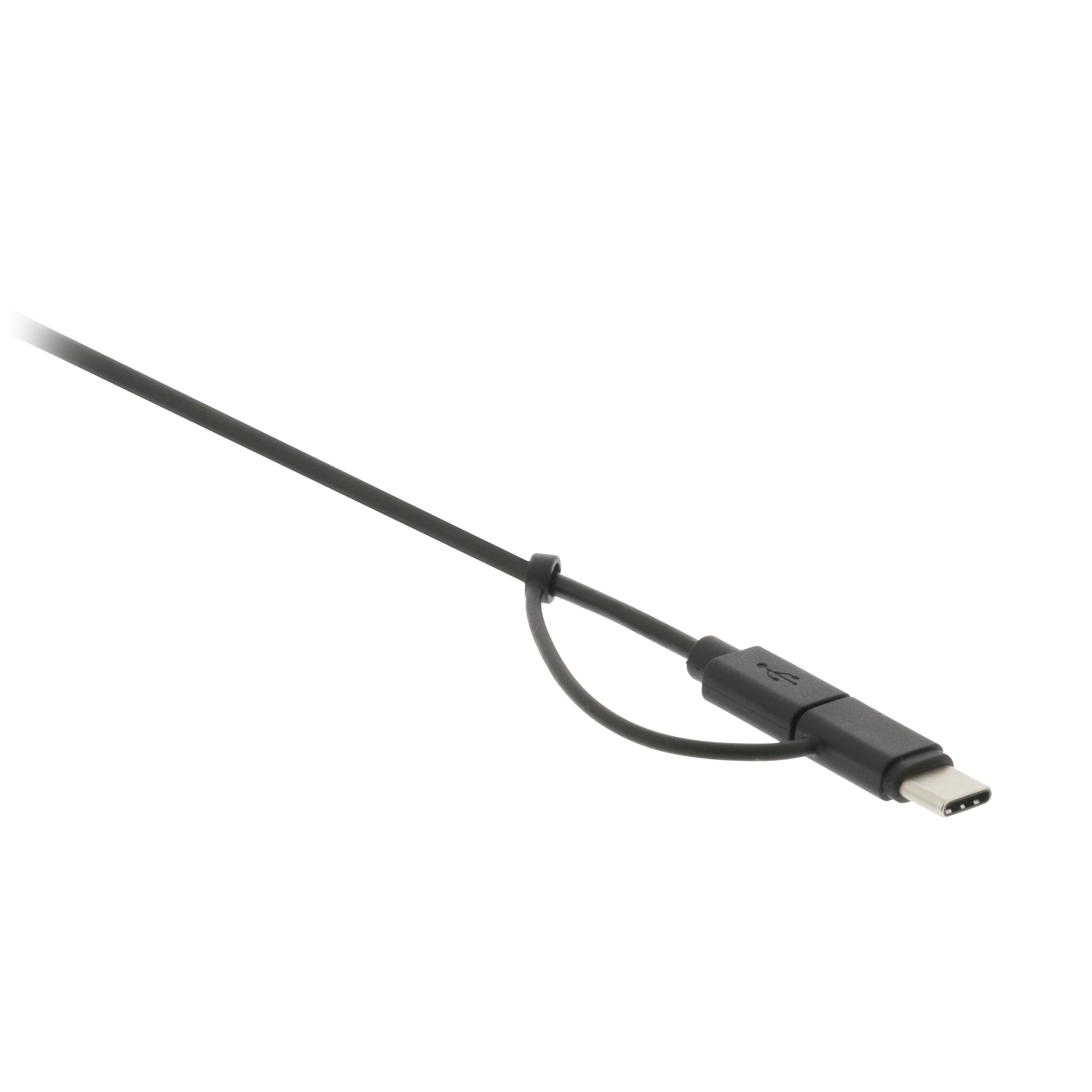 USB Micro B + USB-C naar USB-A combikabel - USB2.0 - tot 2A / zwart - 1 meter - Afbeelding 2