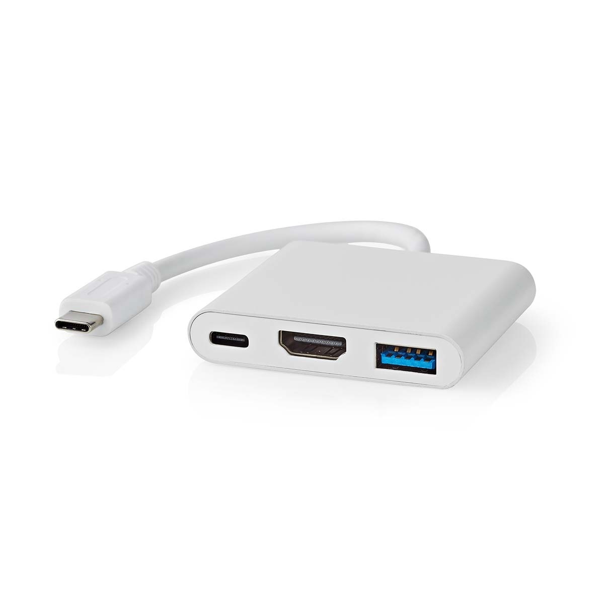 Nedis USB-C naar HDMI 4K 30Hz, USB-A en USB-C adapter / wit - 0,10 meter