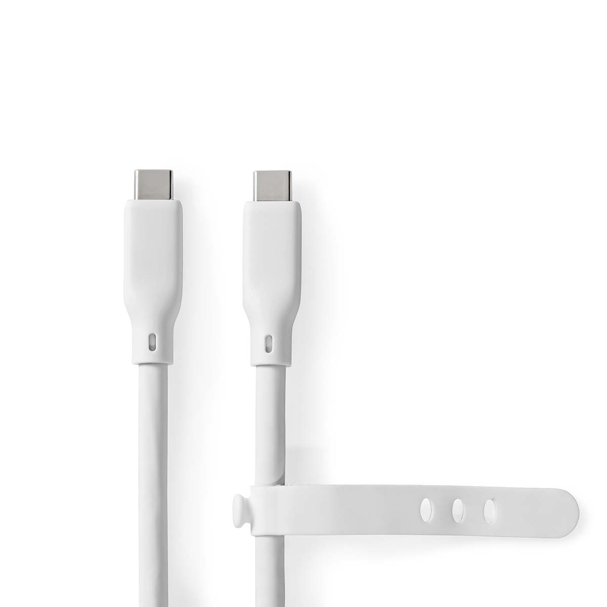 Nedis USB-C naar USB-C siliconen kabel - USB3.2 (20 Gbit/s) - PD 240W - 4K 60Hz / wit - 1 meter