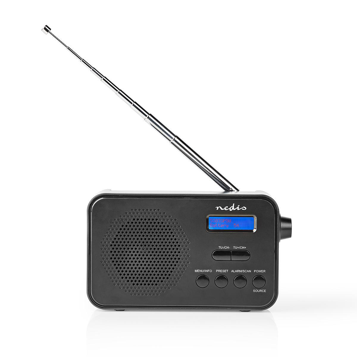 DAB+ Radio | Draagbaar Model | DAB+ / FM | 1.3 " | Zwart-Blauw Scherm | Batterij Gevoed / USB Gevoed | Digitaal | 3.6 W | Bluetooth® | Koptelefoonoutput | Wekker | Slaaptimer | IP20 | Zwart - Afbeelding 3