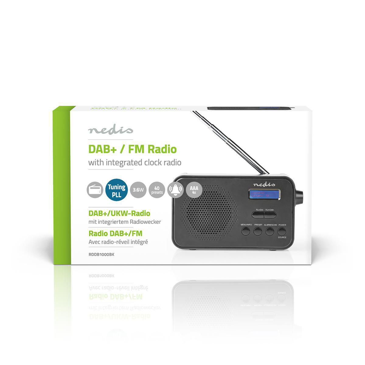 DAB+ Radio | Draagbaar Model | DAB+ / FM | 1.3 " | Zwart-Blauw Scherm | Batterij Gevoed / USB Gevoed | Digitaal | 3.6 W | Bluetooth® | Koptelefoonoutput | Wekker | Slaaptimer | IP20 | Zwart - Afbeelding 9
