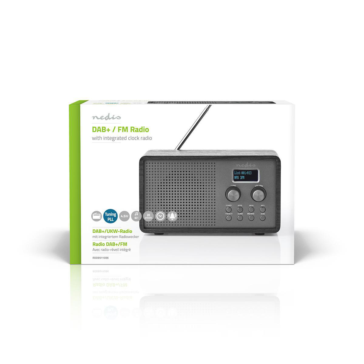 DAB+ Radio | Tafelmodel | DAB+ / FM | 1.3 " | Zwart-Wit Scherm | Batterij Gevoed / USB Gevoed | Digitaal | 4.5 W | Bluetooth® | Wekker | Slaaptimer | Zwart - Afbeelding 6