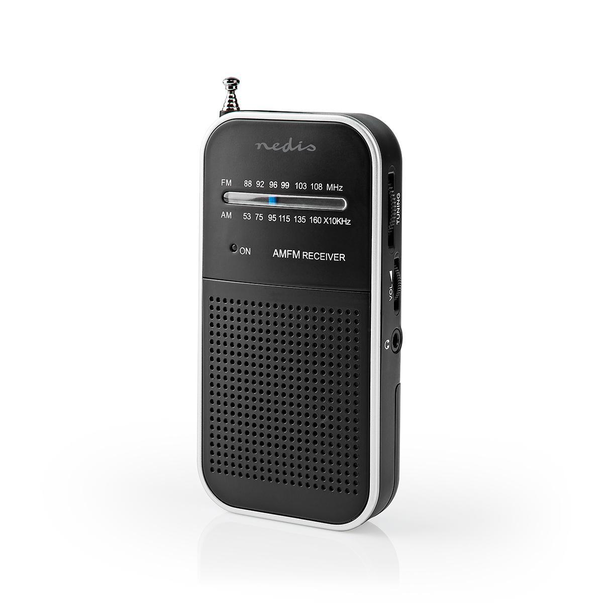 FM-Radio | Draagbaar Model | AM / FM | Batterij Gevoed | Analoog | 1.5 W | Zwart-Wit Scherm | Koptelefoonoutput | IP20 | Aluminium / Zwart - Afbeelding 2