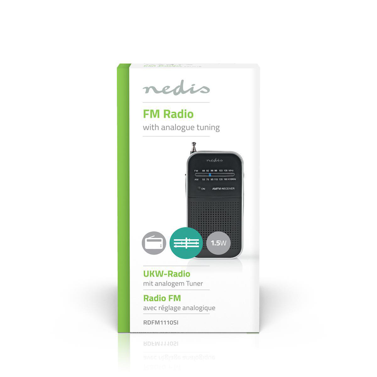 FM-Radio | Draagbaar Model | AM / FM | Batterij Gevoed | Analoog | 1.5 W | Zwart-Wit Scherm | Koptelefoonoutput | IP20 | Aluminium / Zwart - Afbeelding 9
