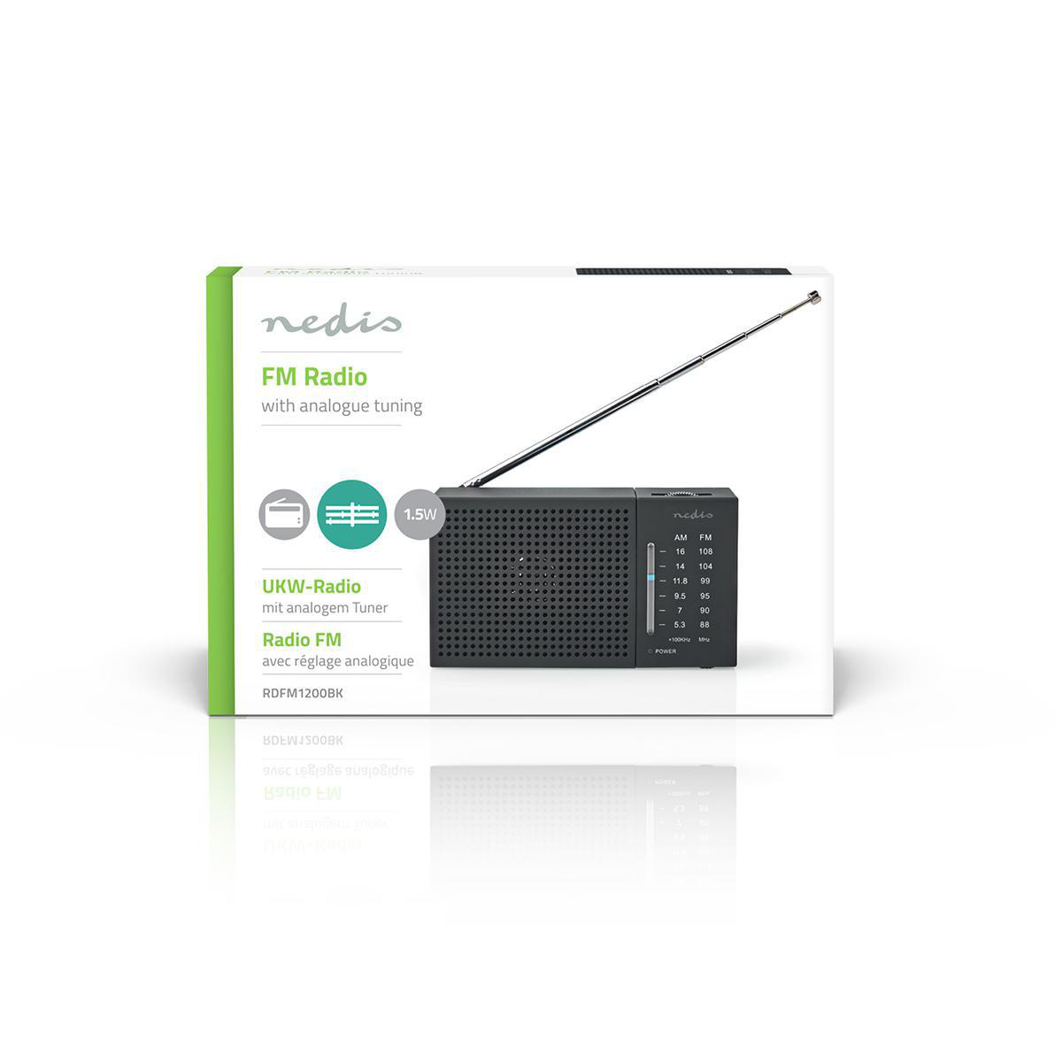 FM-Radio | Draagbaar Model | AM / FM | Batterij Gevoed | Analoog | 1.5 W | Zwart-Wit Scherm | Koptelefoonoutput | IP20 | Zwart - Afbeelding 9