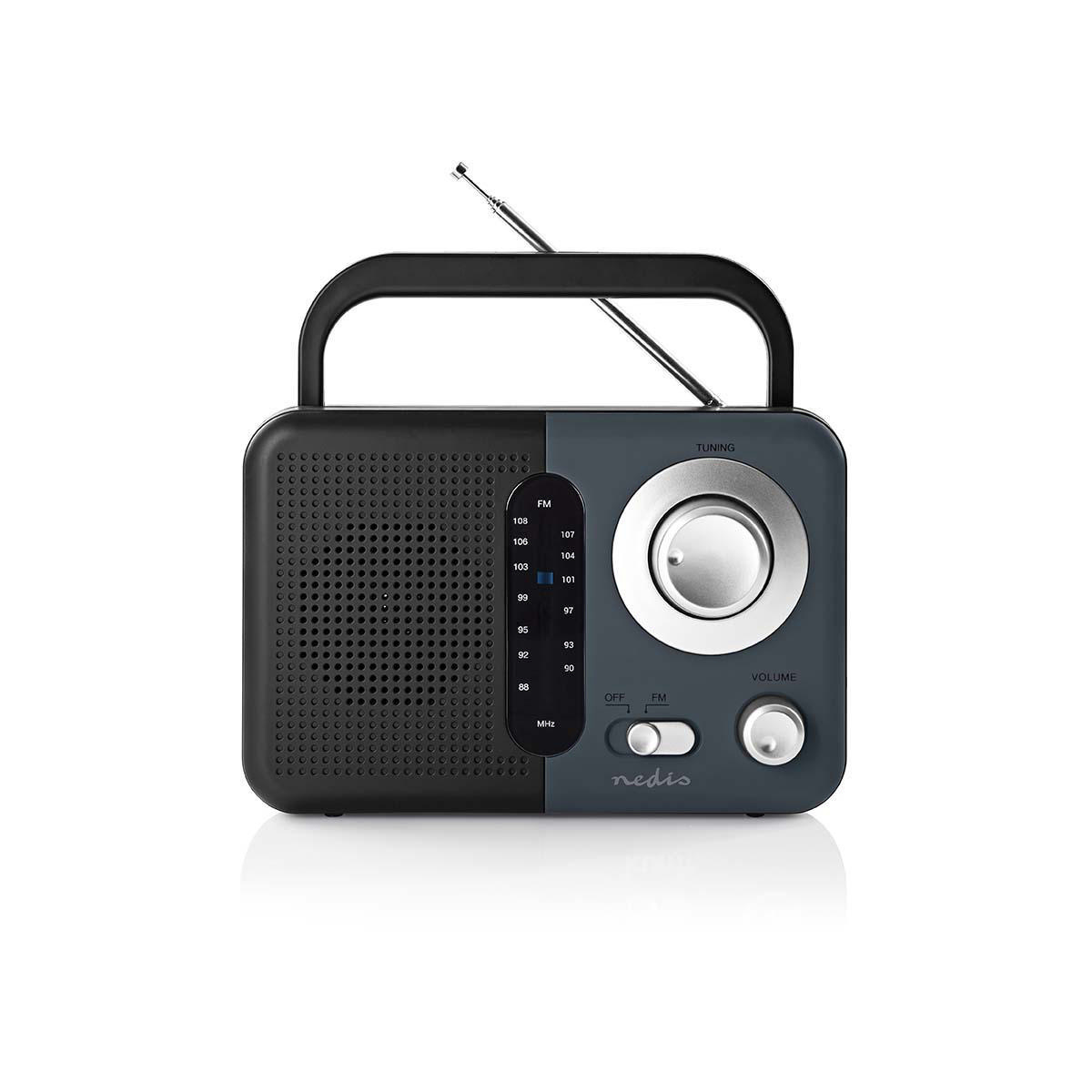 FM-Radio | Draagbaar Model | FM | Batterij Gevoed / Netvoeding | Analoog | 2.4 W | Zwart-Wit Scherm | Koptelefoonoutput | IP20 | Handvat | Grijs / Zwart - Afbeelding 2