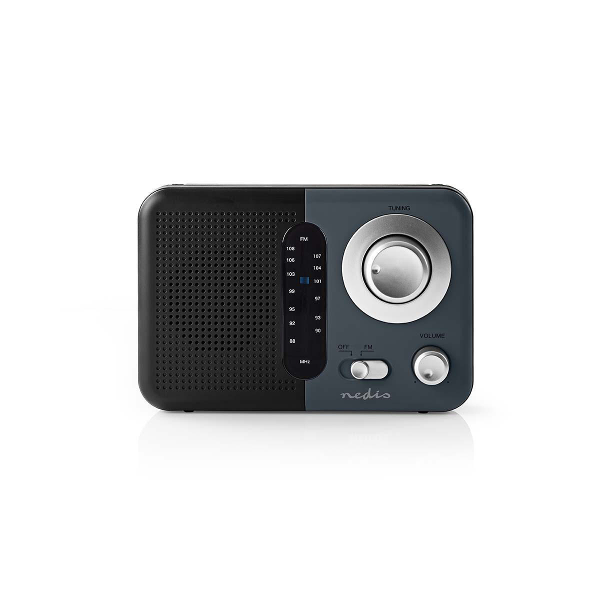 FM-Radio | Draagbaar Model | FM | Batterij Gevoed / Netvoeding | Analoog | 2.4 W | Zwart-Wit Scherm | Koptelefoonoutput | IP20 | Handvat | Grijs / Zwart - Afbeelding 3