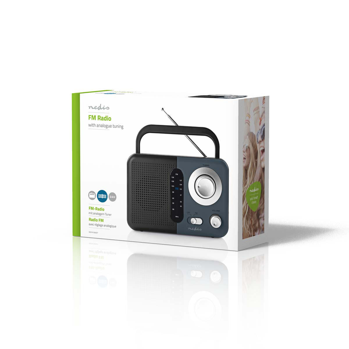 FM-Radio | Draagbaar Model | FM | Batterij Gevoed / Netvoeding | Analoog | 2.4 W | Zwart-Wit Scherm | Koptelefoonoutput | IP20 | Handvat | Grijs / Zwart - Afbeelding 6