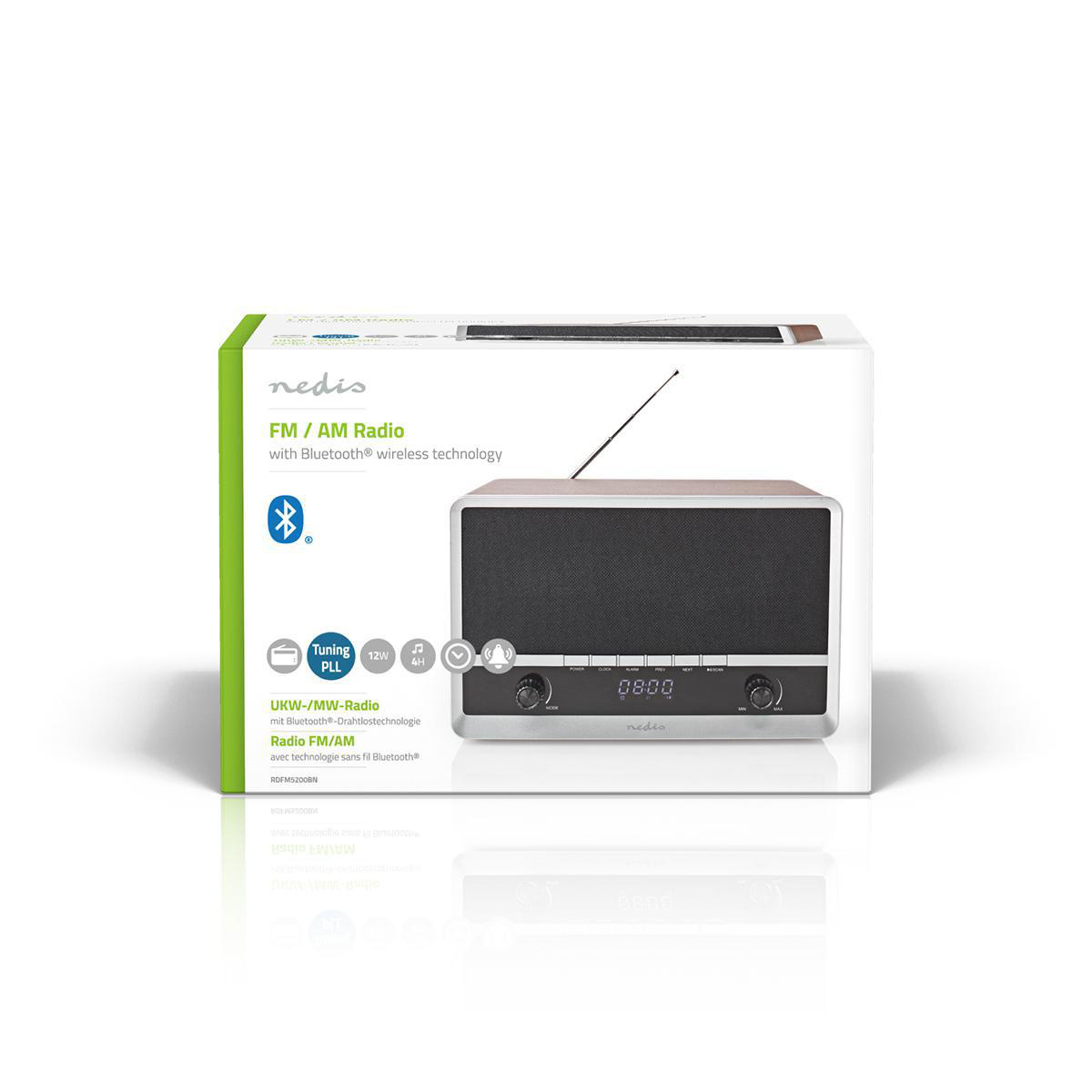 Nedis retro Bluetooth radio met AM/FM-radio en AUX / bruin/zwart - Afbeelding 9