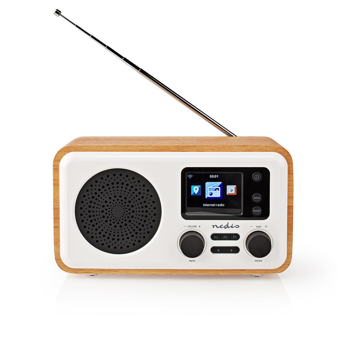 Nedis tafelradio met internetradio, DAB+/FM-radio, Bluetooth, AUX en USB - 7W / hout/wit - Afbeelding 2