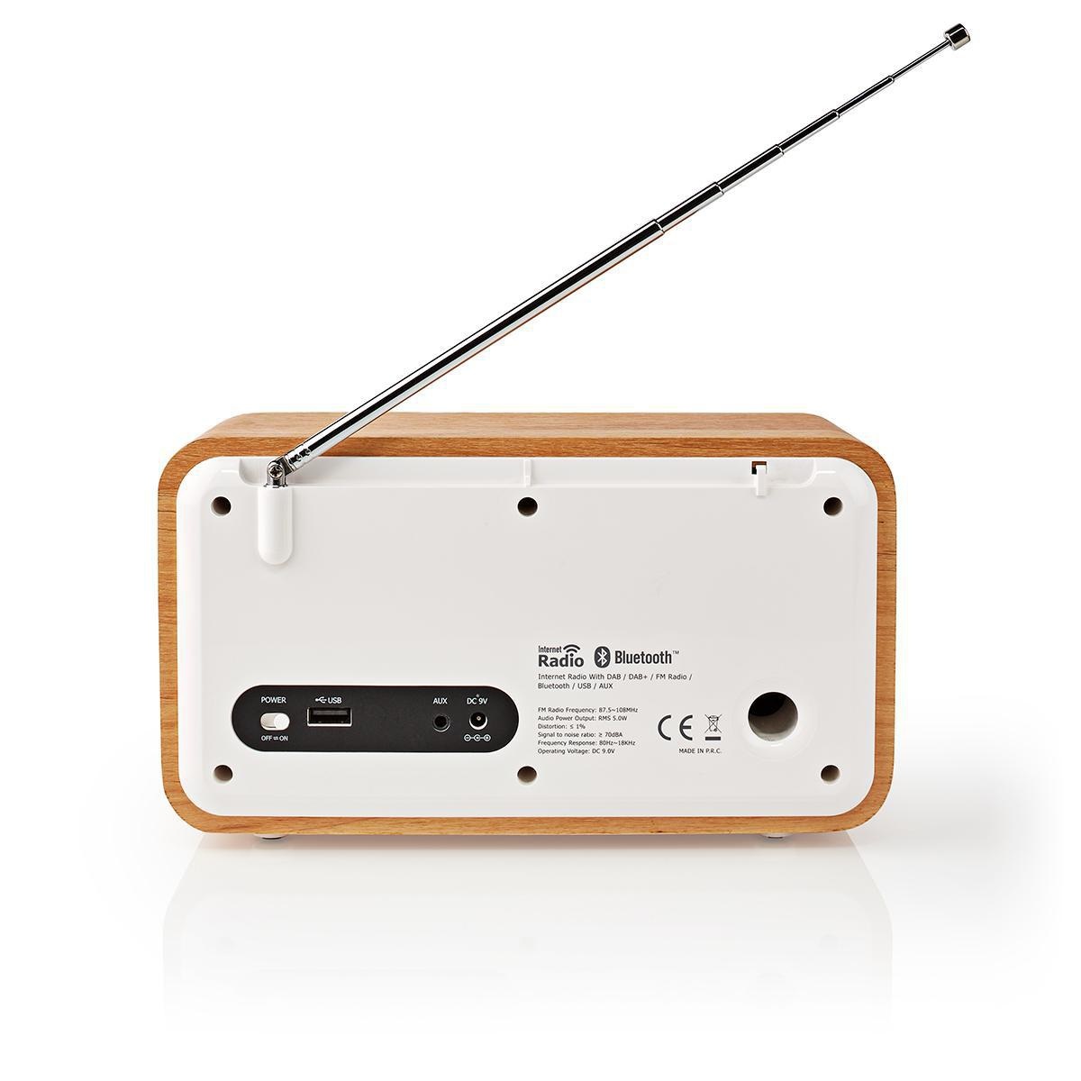 Nedis tafelradio met internetradio, DAB+/FM-radio, Bluetooth, AUX en USB - 7W / hout/wit - Afbeelding 4