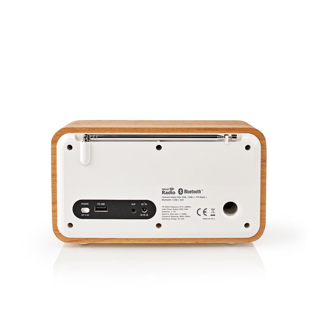 Nedis tafelradio met internetradio, DAB+/FM-radio, Bluetooth, AUX en USB - 7W / hout/wit - Afbeelding 5