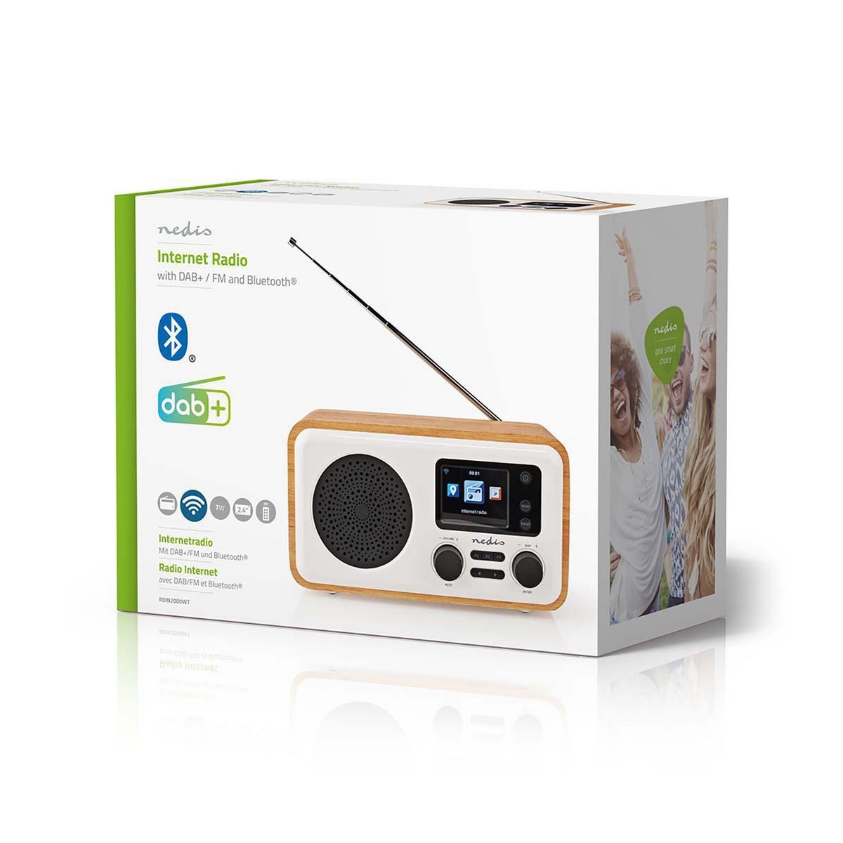Nedis tafelradio met internetradio, DAB+/FM-radio, Bluetooth, AUX en USB - 7W / hout/wit - Afbeelding 10