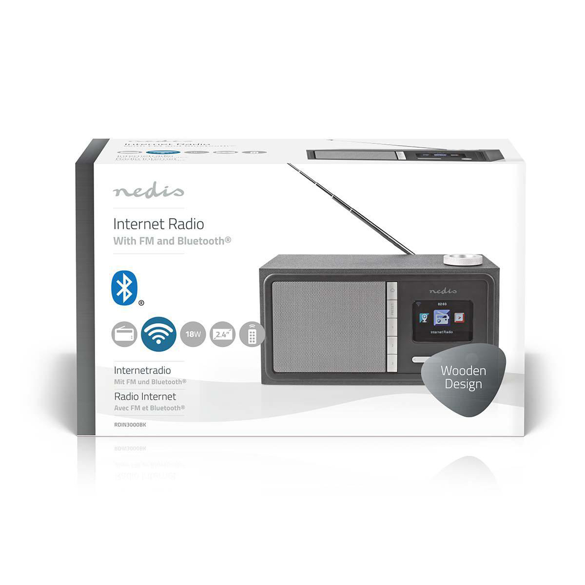 Nedis tafelradio met internetradio, FM-radio, Bluetooth en AUX - 18W / zwart - Afbeelding 10