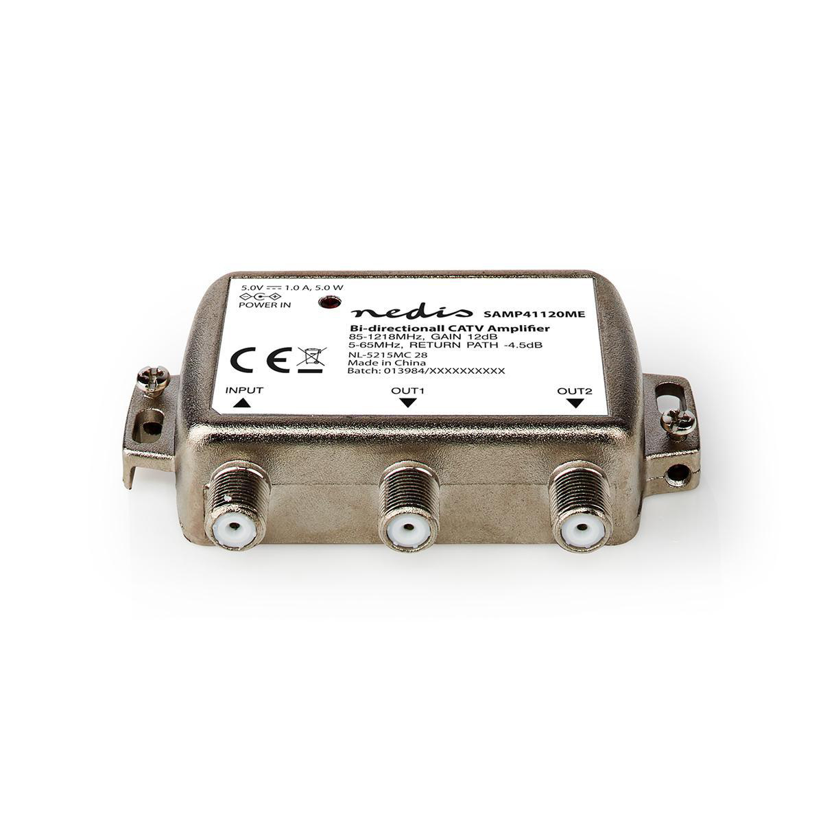 CATV-Versterker | Versterking: 12 dB | 85 - 1218 MHz | Outputs: 2 | Return path | Zilver - Afbeelding 2