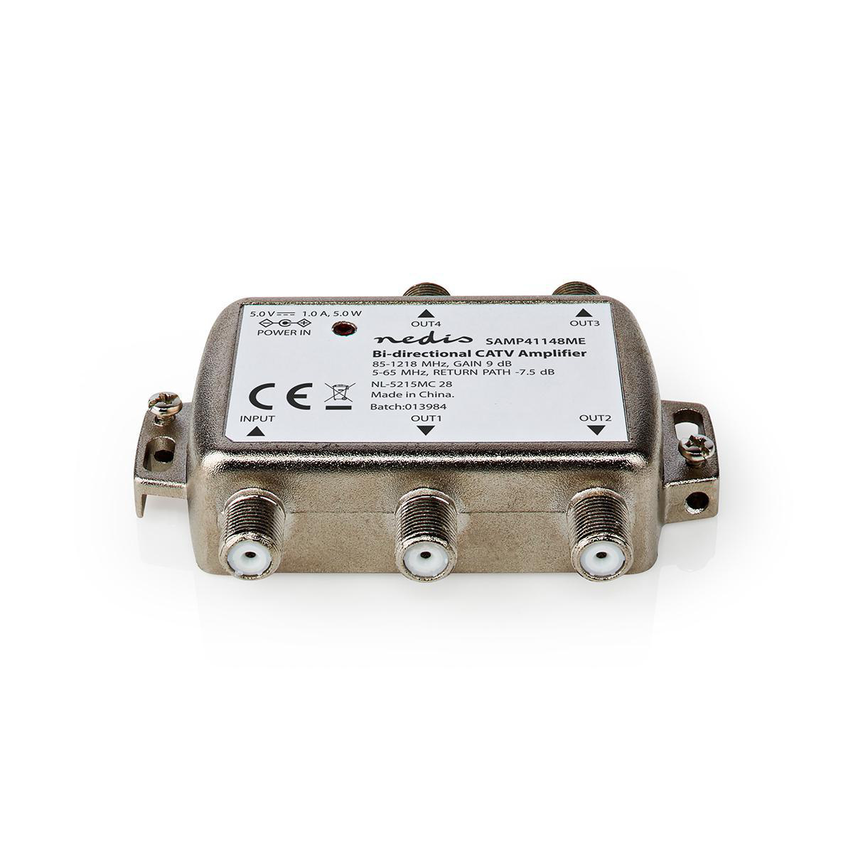 CATV-Versterker | Versterking: 9 dB | 85 - 1218 MHz | Outputs: 4 | Return path | Zilver - Afbeelding 2