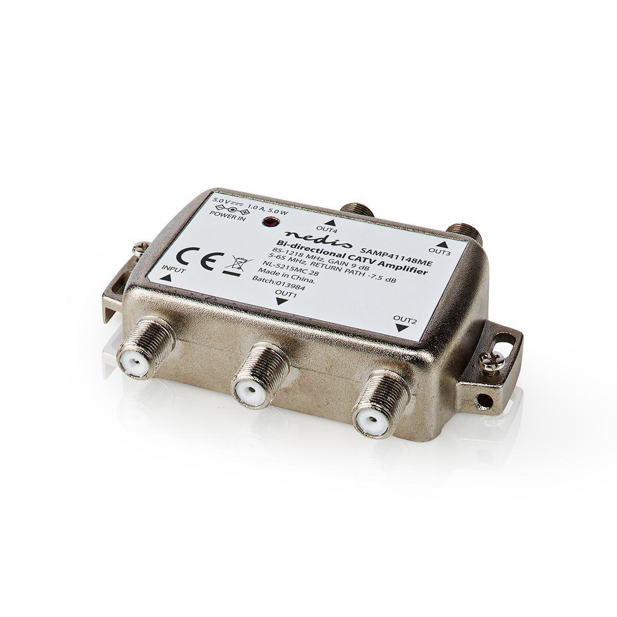 CATV-Versterker | Versterking: 9 dB | 85 - 1218 MHz | Outputs: 4 | Return path | Zilver - Afbeelding 5