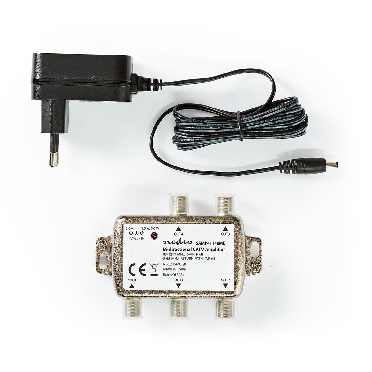 CATV-Versterker | Versterking: 9 dB | 85 - 1218 MHz | Outputs: 4 | Return path | Zilver - Afbeelding 6