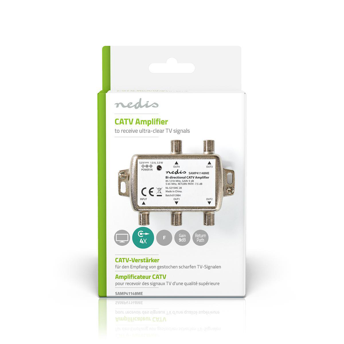 CATV-Versterker | Versterking: 9 dB | 85 - 1218 MHz | Outputs: 4 | Return path | Zilver - Afbeelding 7