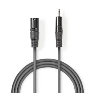 Gebalanceerde Audiokabel | XLR 3-Pins Male | 3,5 mm Male | Vernikkeld | 3.00 m | Rond | PVC | Donkergrijs | Kartonnen Sleeve