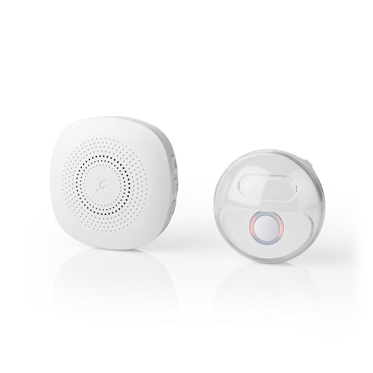 Nedis draadloze deurbelset met instelbaar volume - geluid - 1 ontvanger - netvoeding / wit