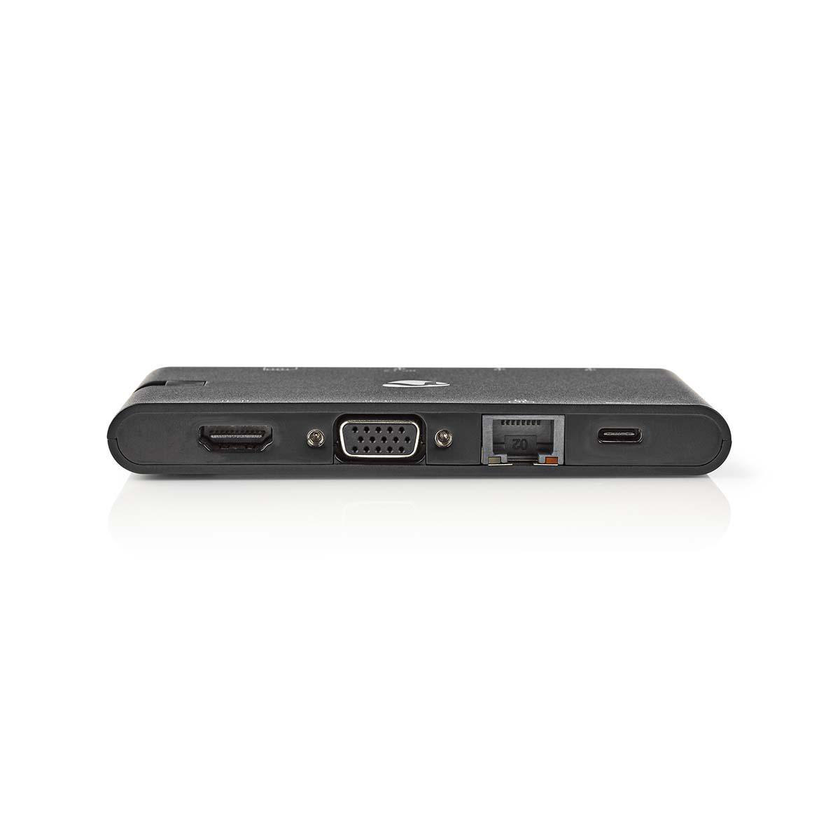 Nedis USB-C naar HDMI, VGA, RJ45, USB-A en USB-C docking station met DP Alt Mode / zwart - 0,15 meter - Afbeelding 5