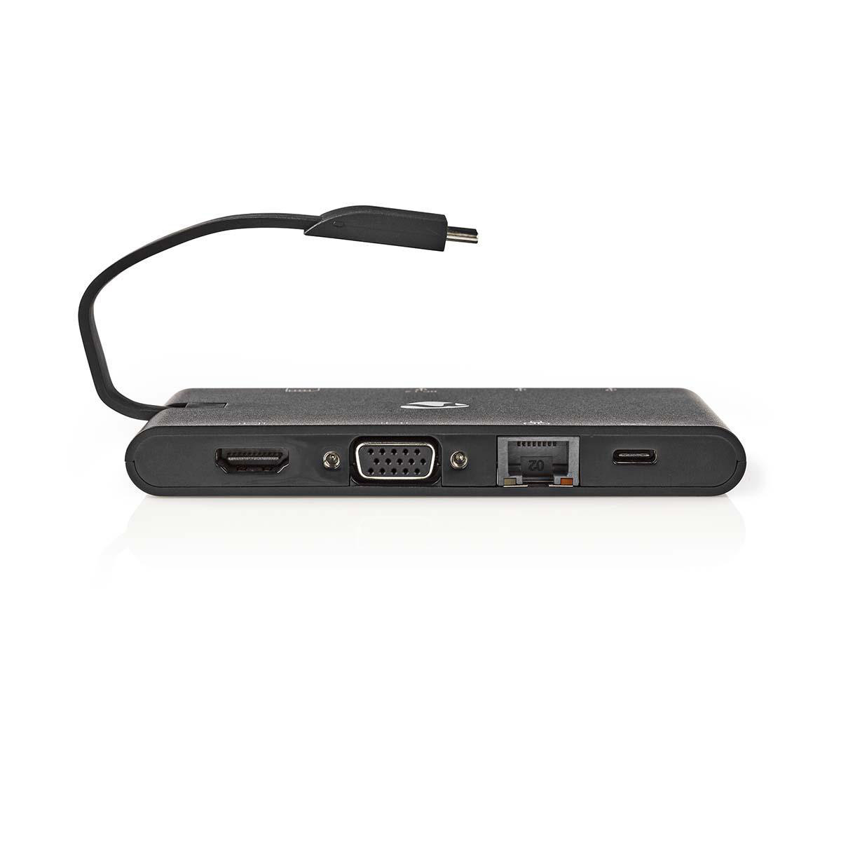 Nedis USB-C naar HDMI, VGA, RJ45, USB-A en USB-C docking station met DP Alt Mode / zwart - 0,15 meter - Afbeelding 6