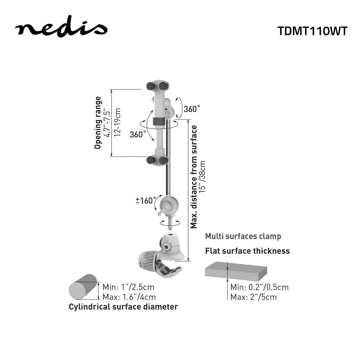 Nedis multi-functionele beugel voor smartphones en tablets / 3 draaipunten - Afbeelding 3