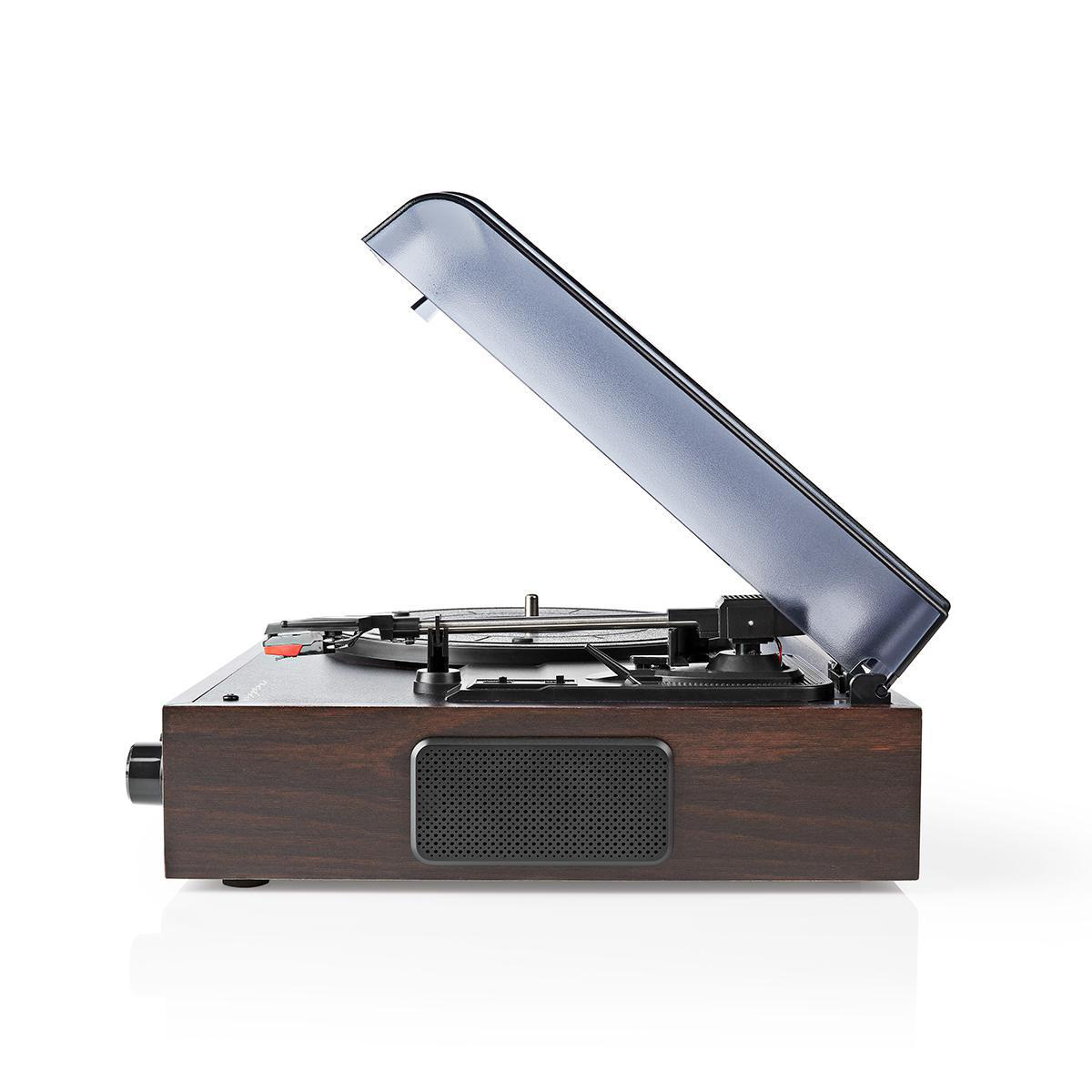 Nedis platenspeler met audio ingang (AUX), uitgang (Tulp) en USB - 18W / bruin - Afbeelding 2