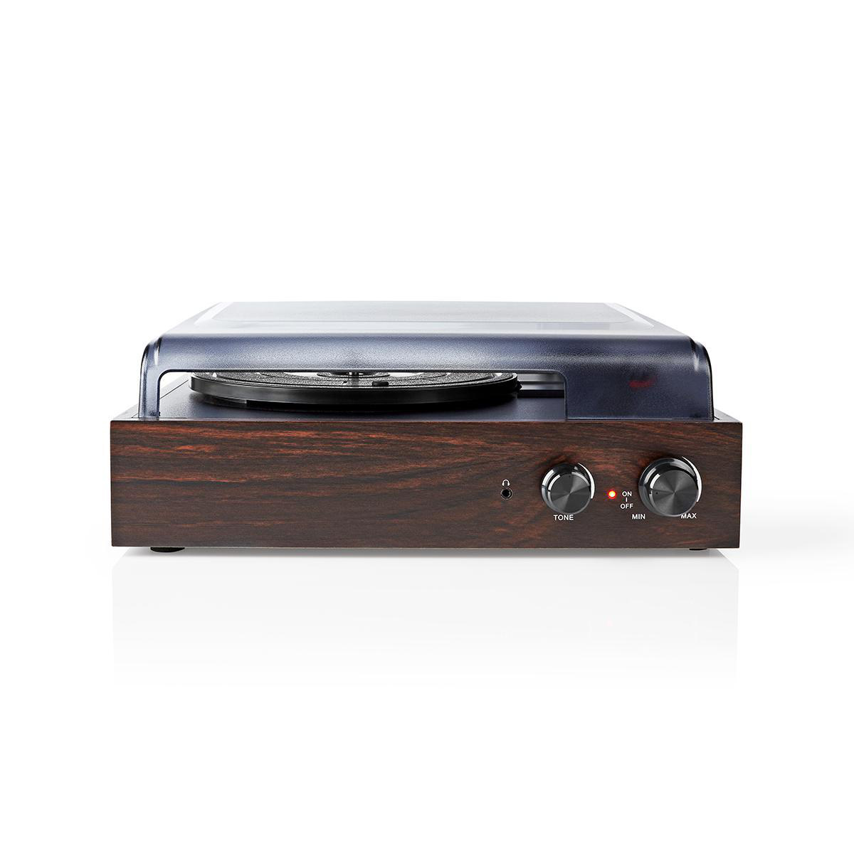 Nedis platenspeler met audio ingang (AUX), uitgang (Tulp) en USB - 18W / bruin - Afbeelding 4