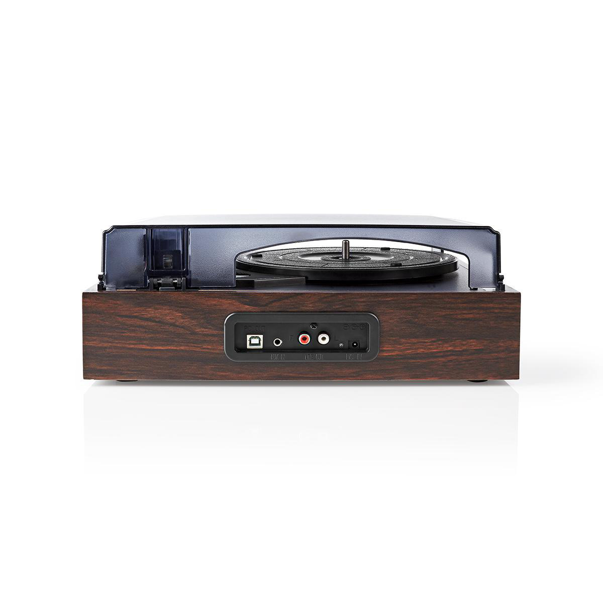 Nedis platenspeler met audio ingang (AUX), uitgang (Tulp) en USB - 18W / bruin - Afbeelding 5