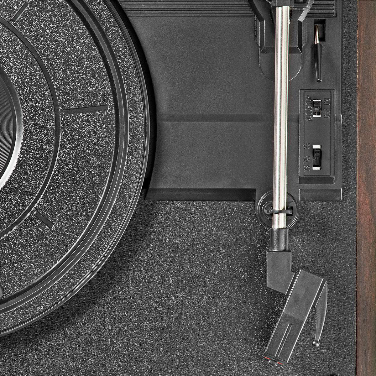 Nedis platenspeler met audio ingang (AUX), uitgang (Tulp) en USB - 18W / bruin - Afbeelding 6