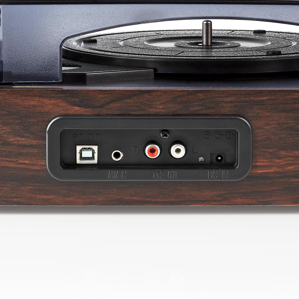 Nedis platenspeler met audio ingang (AUX), uitgang (Tulp) en USB - 18W / bruin - Afbeelding 7