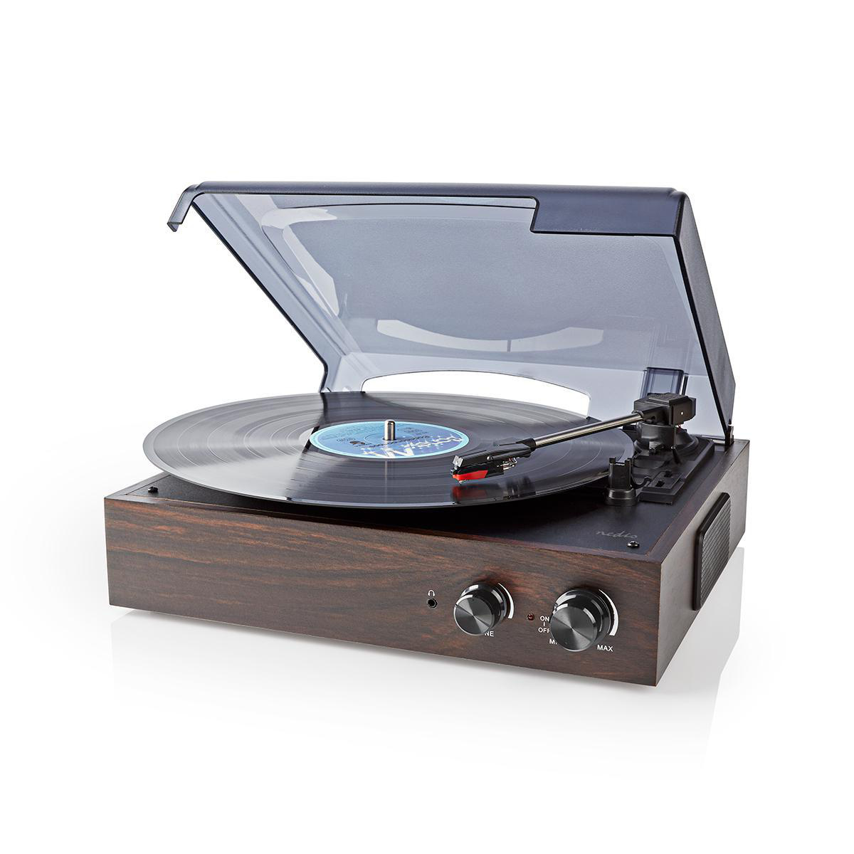 Nedis platenspeler met audio ingang (AUX), uitgang (Tulp) en USB - 18W / bruin - Afbeelding 8