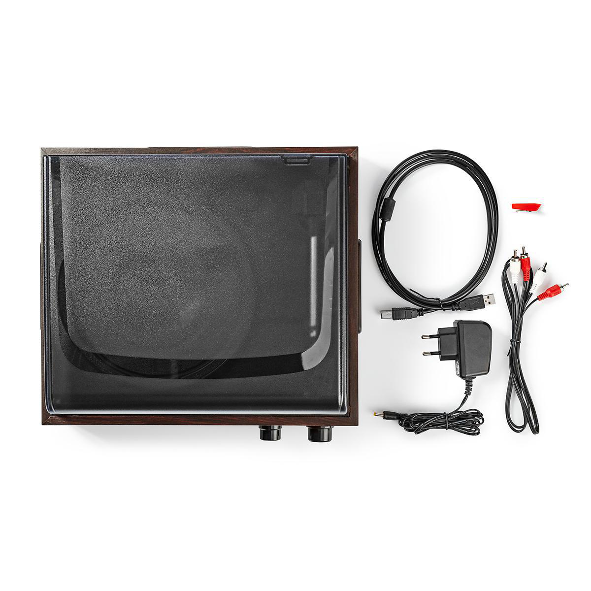 Nedis platenspeler met audio ingang (AUX), uitgang (Tulp) en USB - 18W / bruin - Afbeelding 9