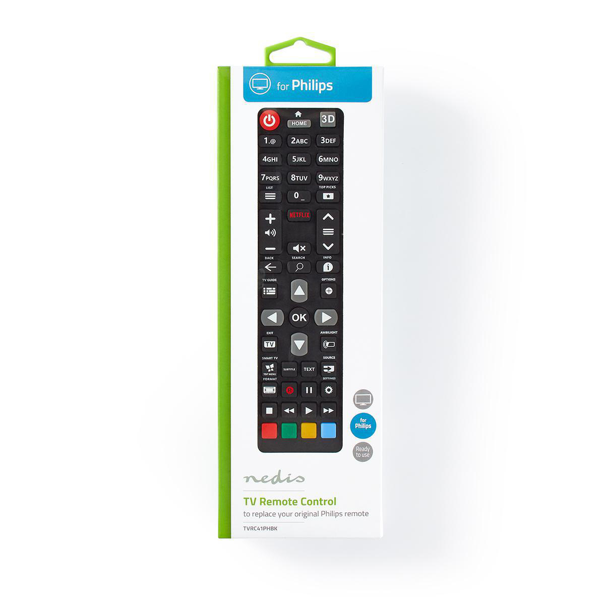 Vervangende Afstandsbediening | Geschikt voor: Philips | Vast | 1 Apparaat | Ambilight Knop / Netflix Knop | Infrarood | Zwart - Afbeelding 3