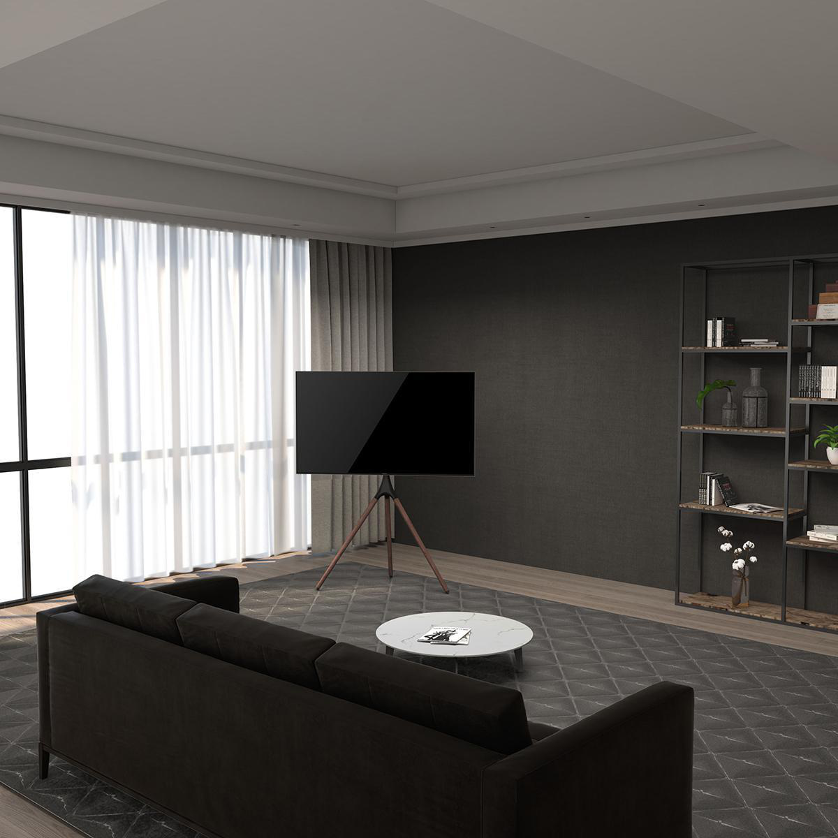 Nedis premium vloerstandaard in schildersezeldesign voor Samsung QLED/Frame schermen tot 65 inch / vast / zwart/bruin - Afbeelding 9