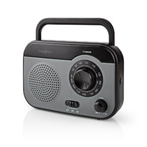 FM-Radio | Draagbaar Model | AM / FM | Batterij Gevoed / Netvoeding | Analoog | 1.8 W | Zwart-Wit Scherm | Koptelefoonoutput | Handgreep | Grijs / Zwart